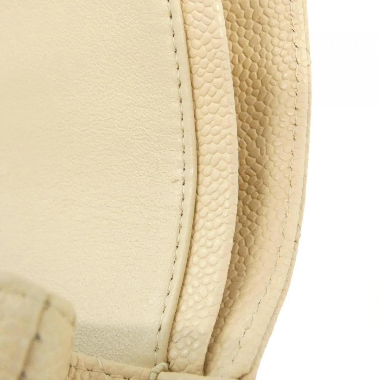 CHANEL Matelasse 1112 Shoulder Grained Calfskin 米色 荔枝紋牛皮 中古品A - 縮圖 9