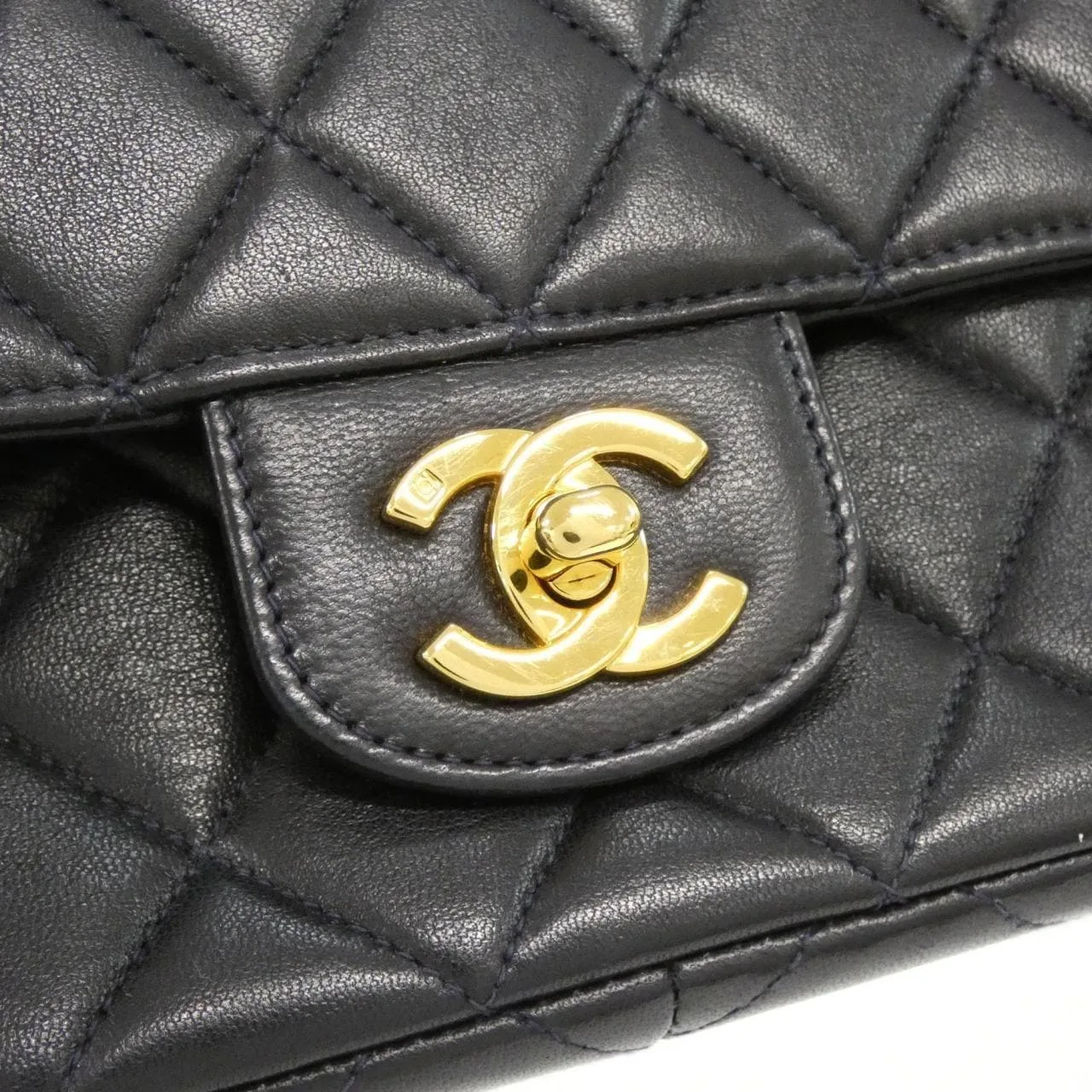 CHANEL 05289 Shoulder Lambskin 深藍色 羊皮 中古品A - 縮圖 4