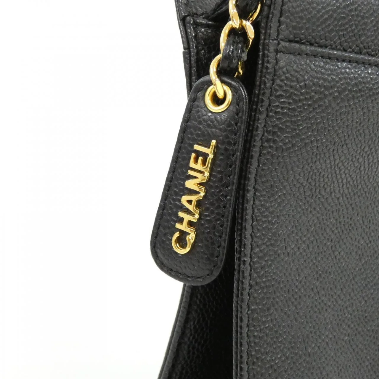 CHANEL Handbag Grained Calfskin 黑色 荔枝紋牛皮 中古品A - 縮圖 5