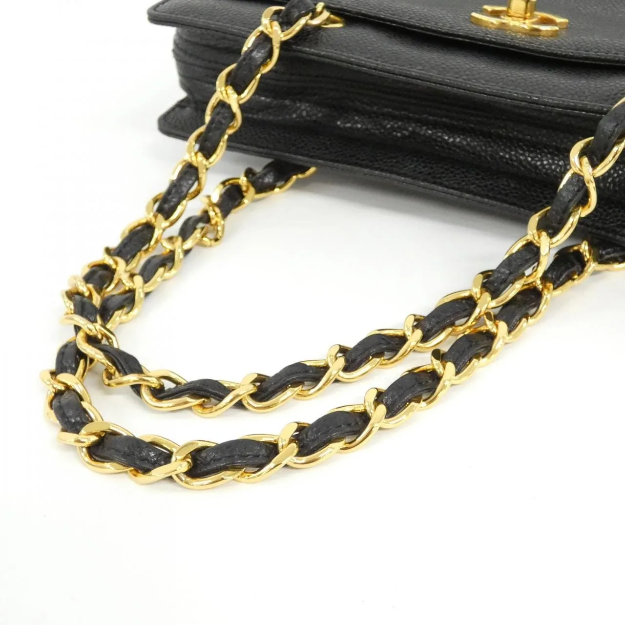 CHANEL Handbag Grained Calfskin 黑色 荔枝紋牛皮 中古品A - 縮圖 7