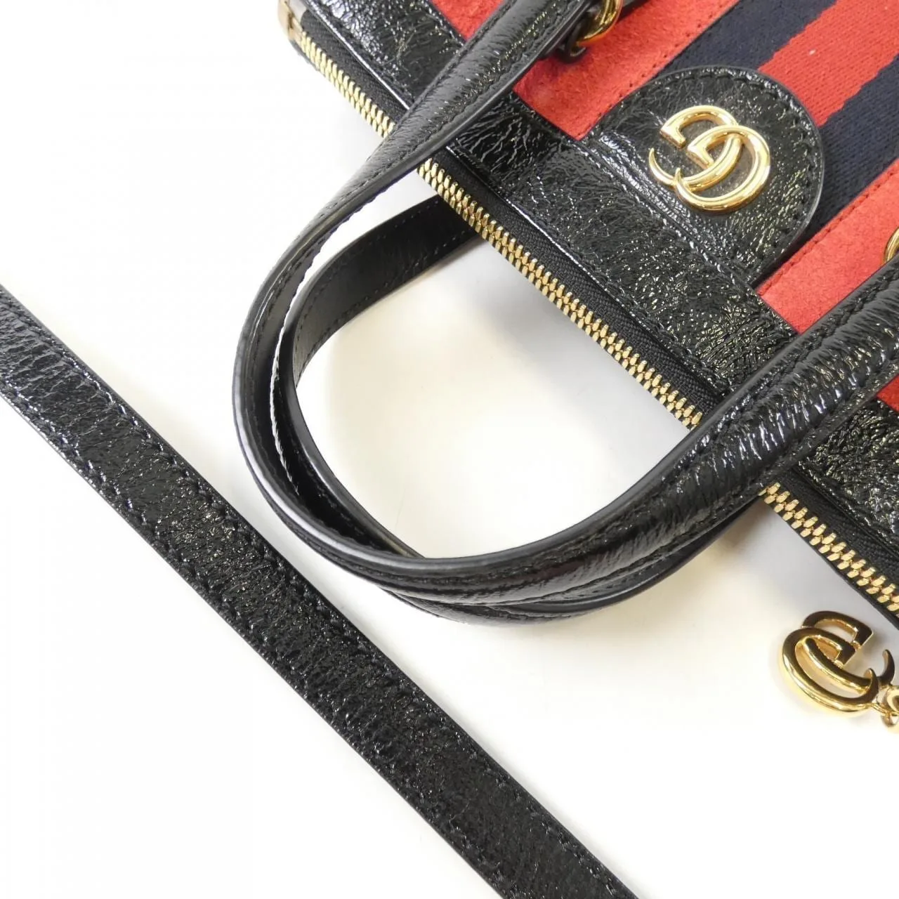 GUCCI Ophidia 547551 D6ZYB Handbag Patent Leather 黑色 漆皮 中古品B - 縮圖 6