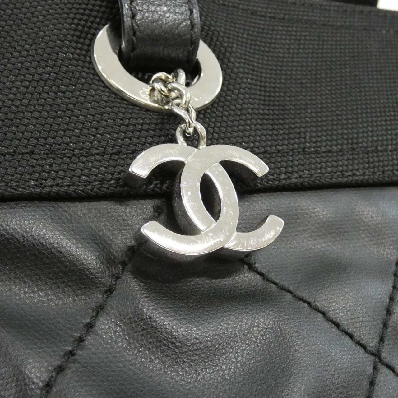 CHANEL 34208 Handbag Canvas 黑色 帆布 中古品A - 縮圖 5