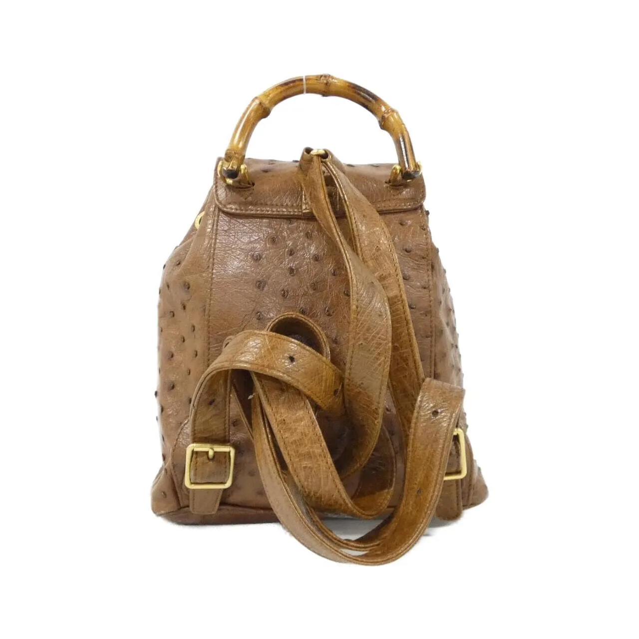 GUCCI 003 2058 Backpack Ostrich 棕色 鴕鳥皮 中古品A - 縮圖 2