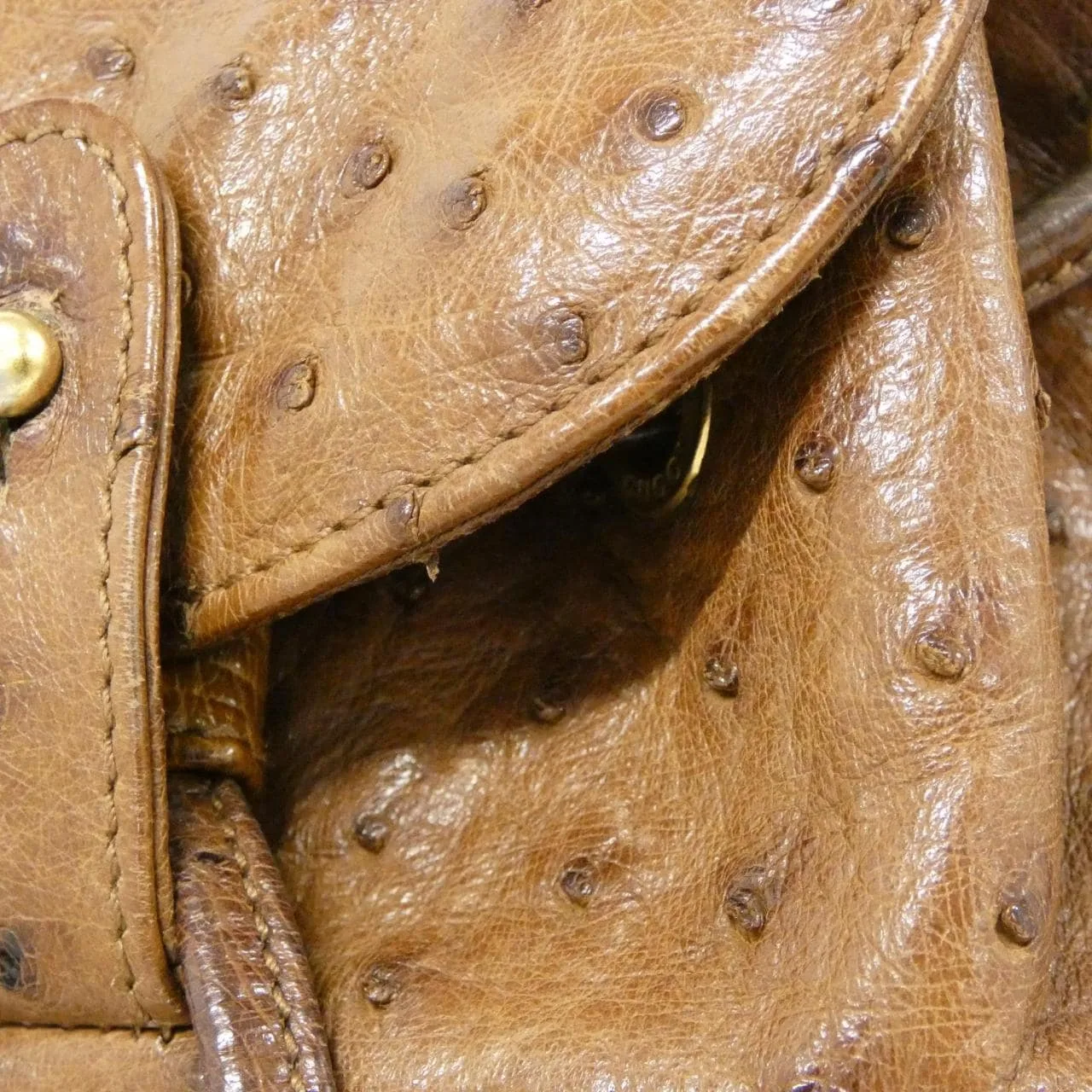 GUCCI 003 2058 Backpack Ostrich 棕色 鴕鳥皮 中古品A - 縮圖 4
