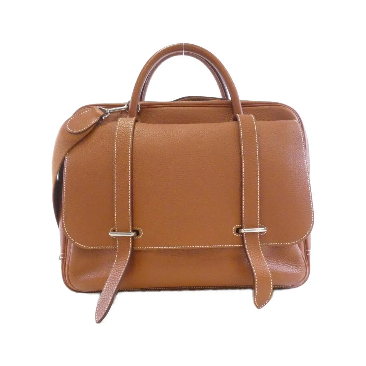 HERMES 060465CK Handbag Clemence Cognac