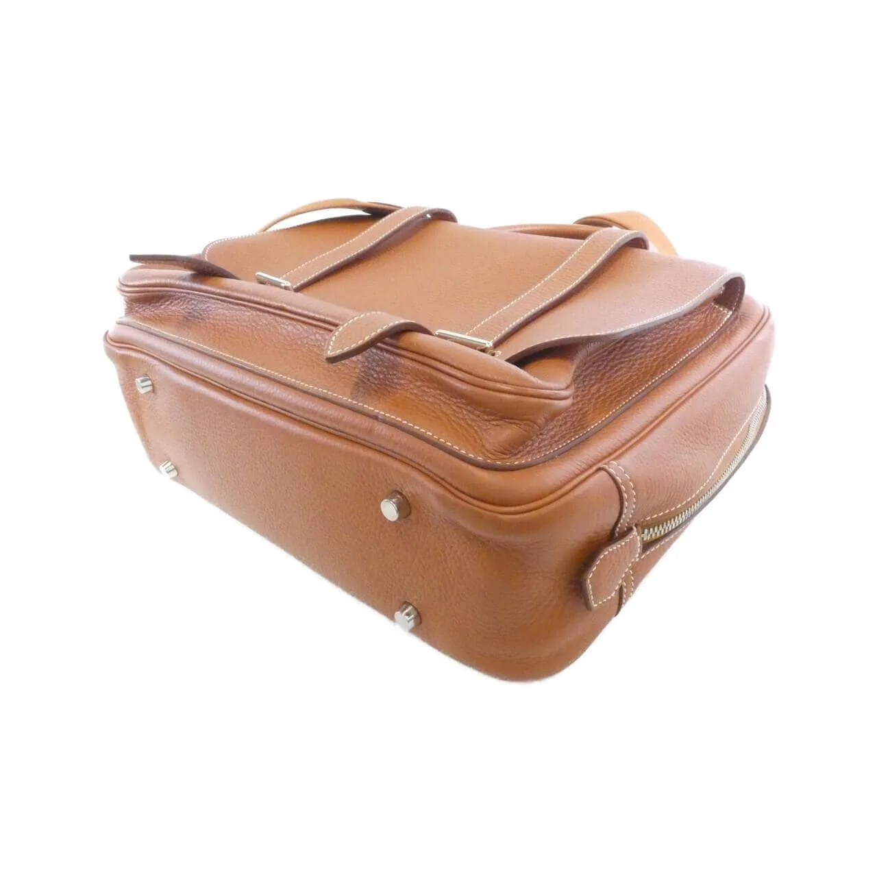 HERMES 060465CK Handbag Clemence Cognac Clemence Leather Rank B - Thumbnail 3