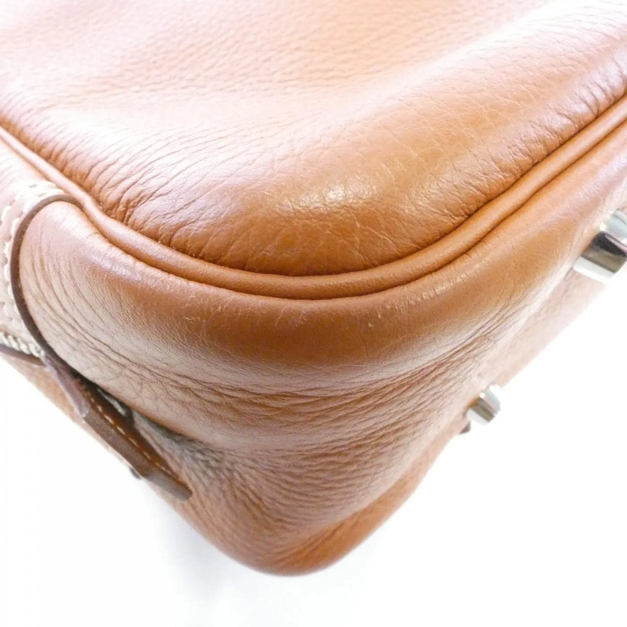 HERMES 060465CK Handbag Clemence Cognac Clemence Leather Rank B - Thumbnail 4