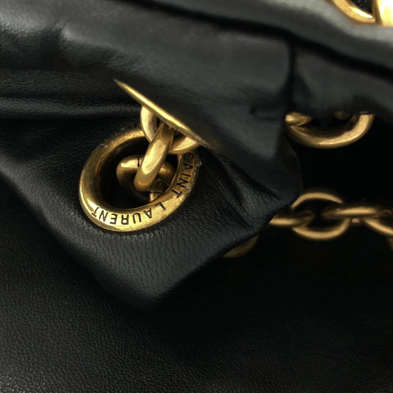 SAINT LAURENT 742431 AAB32 肩背包 羊皮 黑色 羊皮 中古品A - 縮圖 4