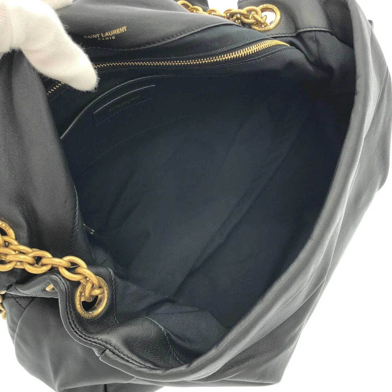 SAINT LAURENT 742431 AAB32 肩背包 羊皮 黑色 羊皮 中古品A - 縮圖 7
