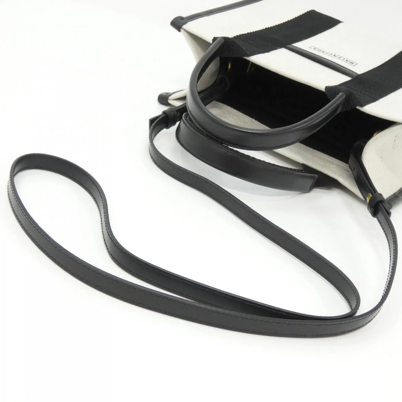 BALENCIAGA 693662 2HHAM Handbag Canvas 黑色 帆布 中古品A - 縮圖 8