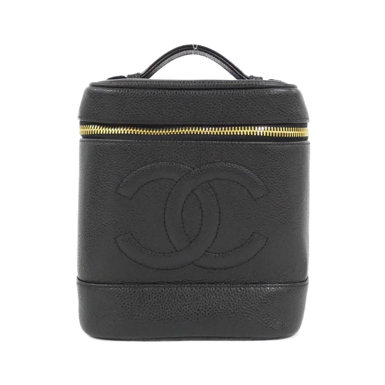 CHANEL 1998 Handbag Grained Calfskin Black