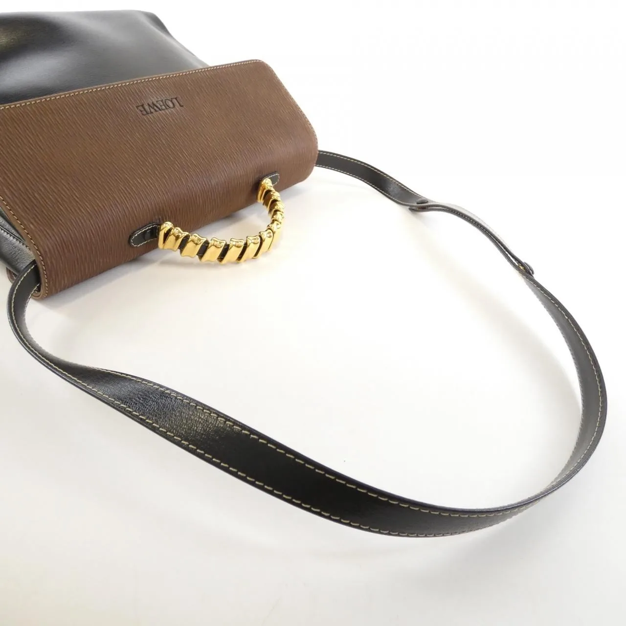 LOEWE Handbag Leather Black Leather Rank B - Thumbnail 6