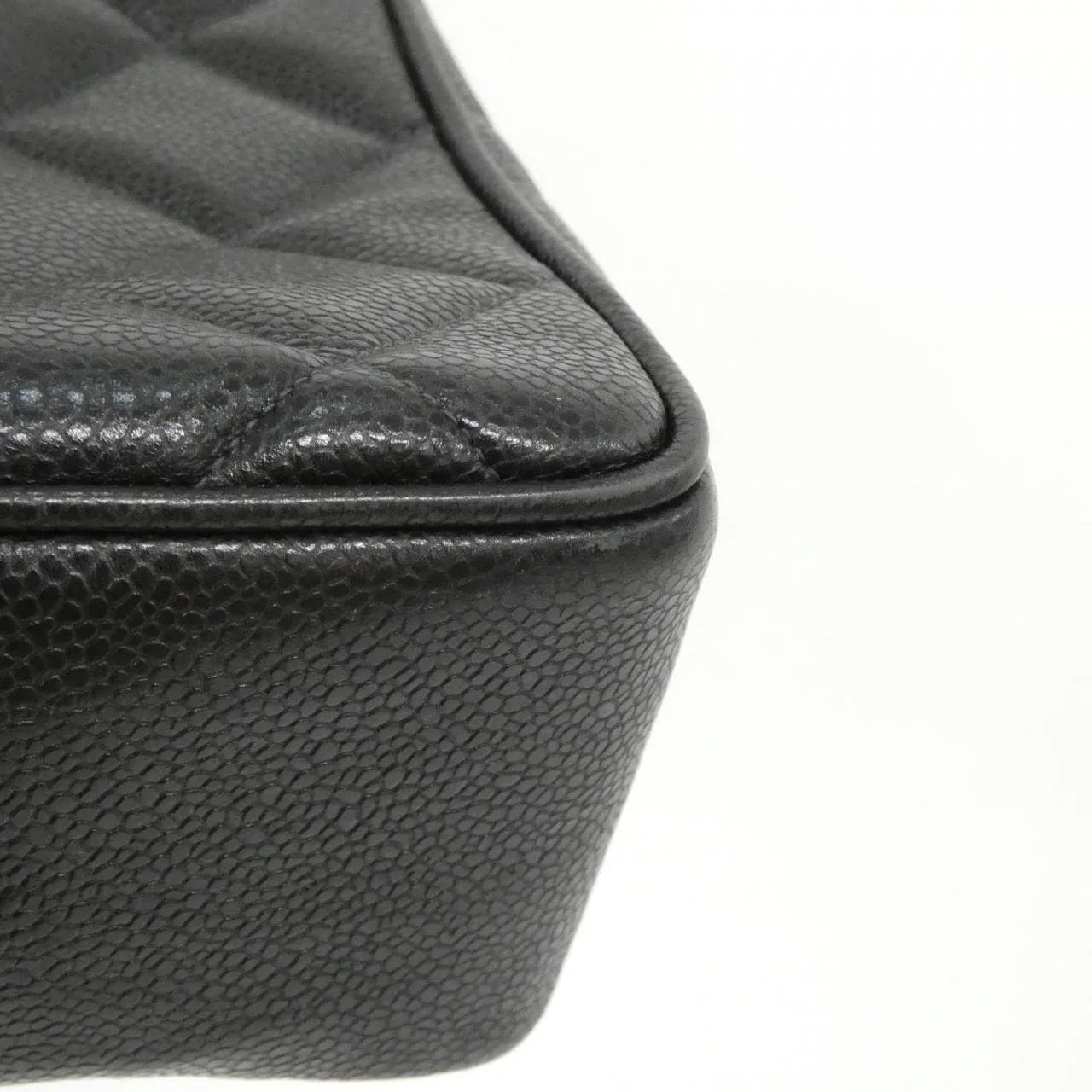 CHANEL Handbag Grained Calfskin 黑色 荔枝紋牛皮 中古品A - 縮圖 3