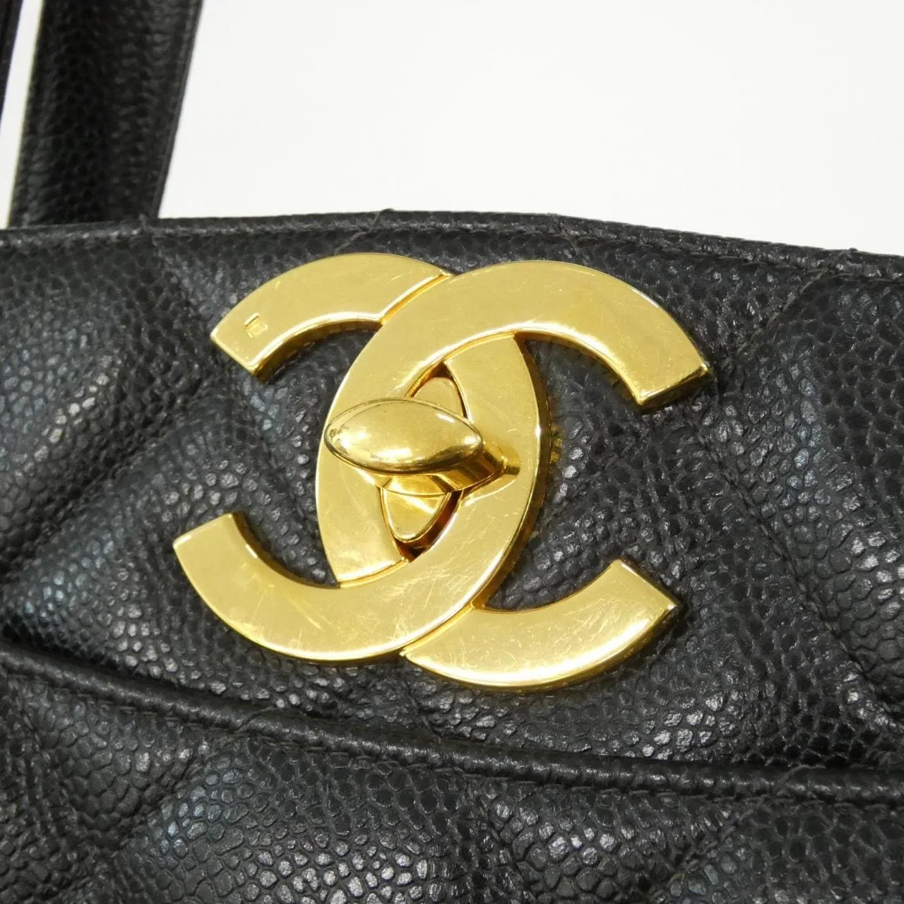 CHANEL Handbag Grained Calfskin 黑色 荔枝紋牛皮 中古品A - 縮圖 4