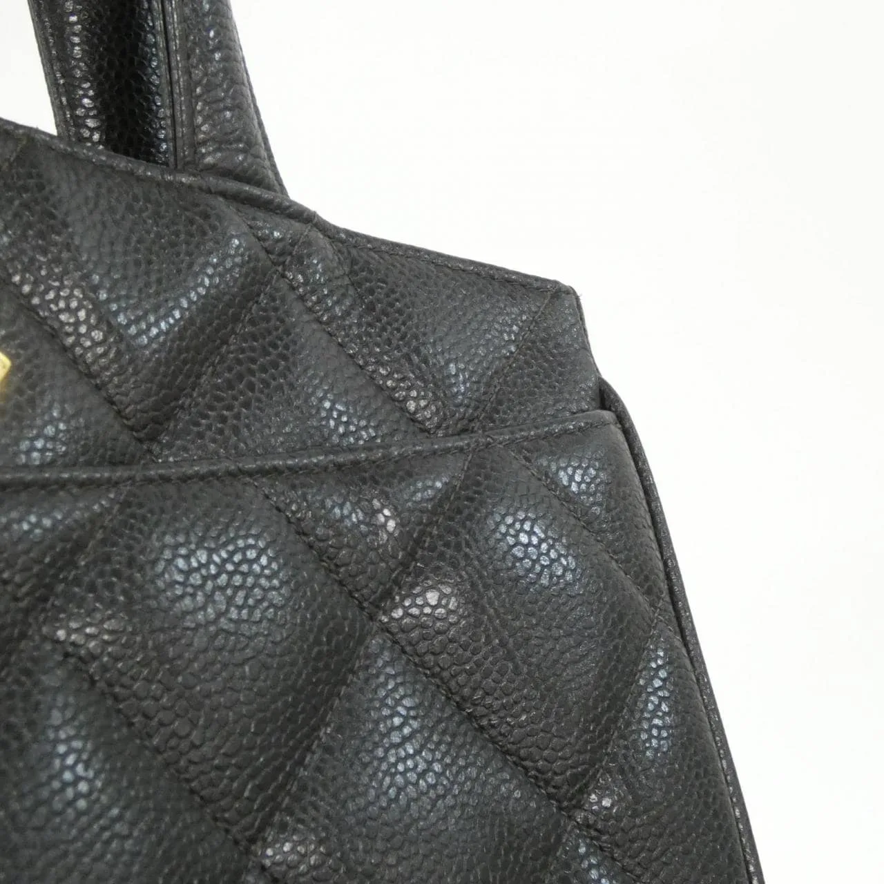 CHANEL Handbag Grained Calfskin 黑色 荔枝紋牛皮 中古品A - 縮圖 5