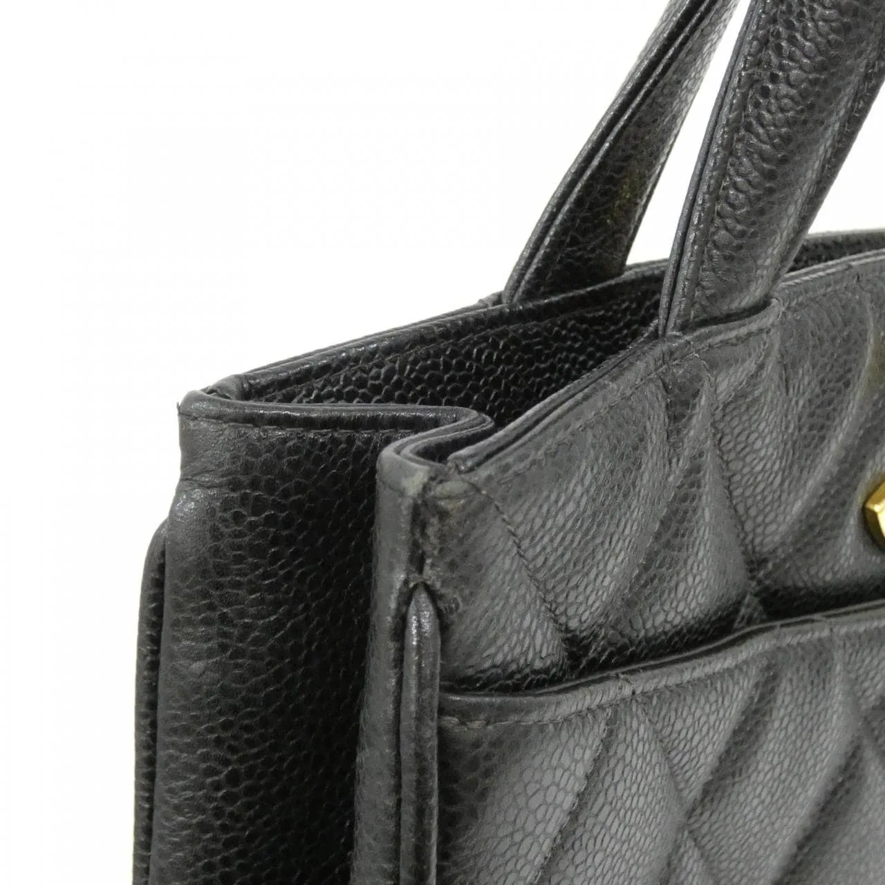 CHANEL Handbag Grained Calfskin 黑色 荔枝紋牛皮 中古品A - 縮圖 6