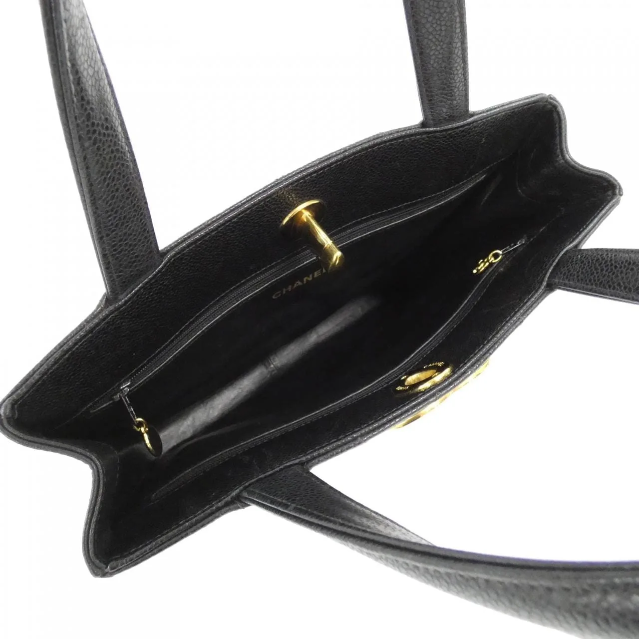 CHANEL Handbag Grained Calfskin 黑色 荔枝紋牛皮 中古品A - 縮圖 8