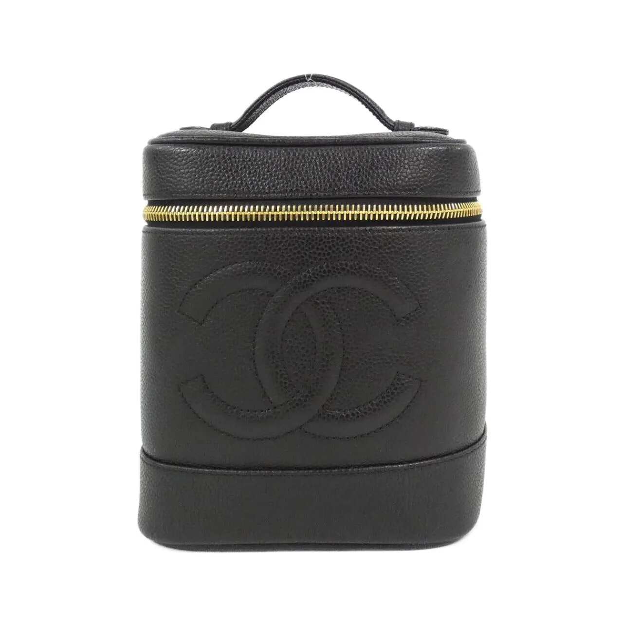 CHANEL 1998 Handbag Grained Calfskin Black