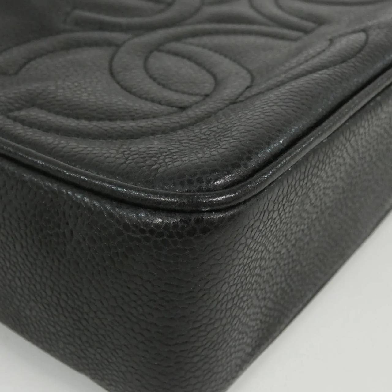 CHANEL Shoulder Caviar Leather 黑色 Caviar Leather 中古品A - 縮圖 3