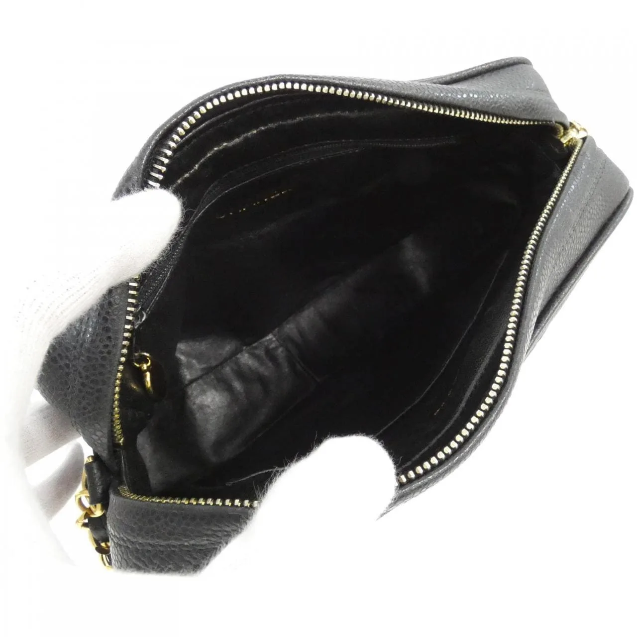 CHANEL Shoulder Caviar Leather 黑色 Caviar Leather 中古品A - 縮圖 9