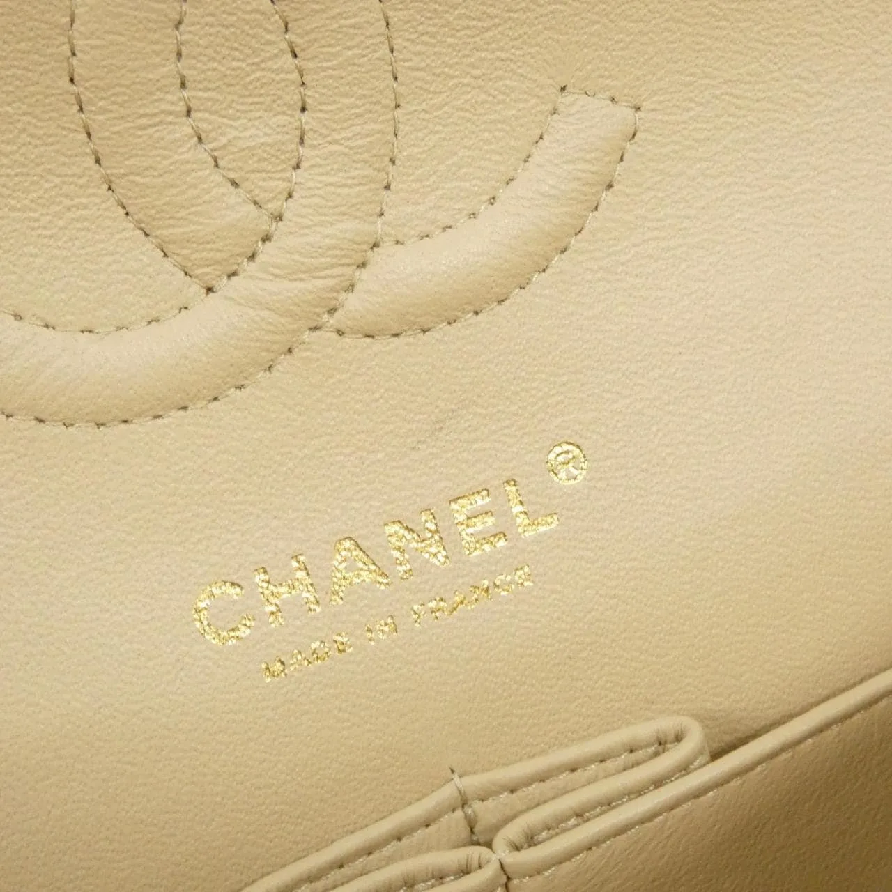 CHANEL Matelasse 1112 Shoulder Grained Calfskin 米色 荔枝紋牛皮 中古品A - 縮圖 7