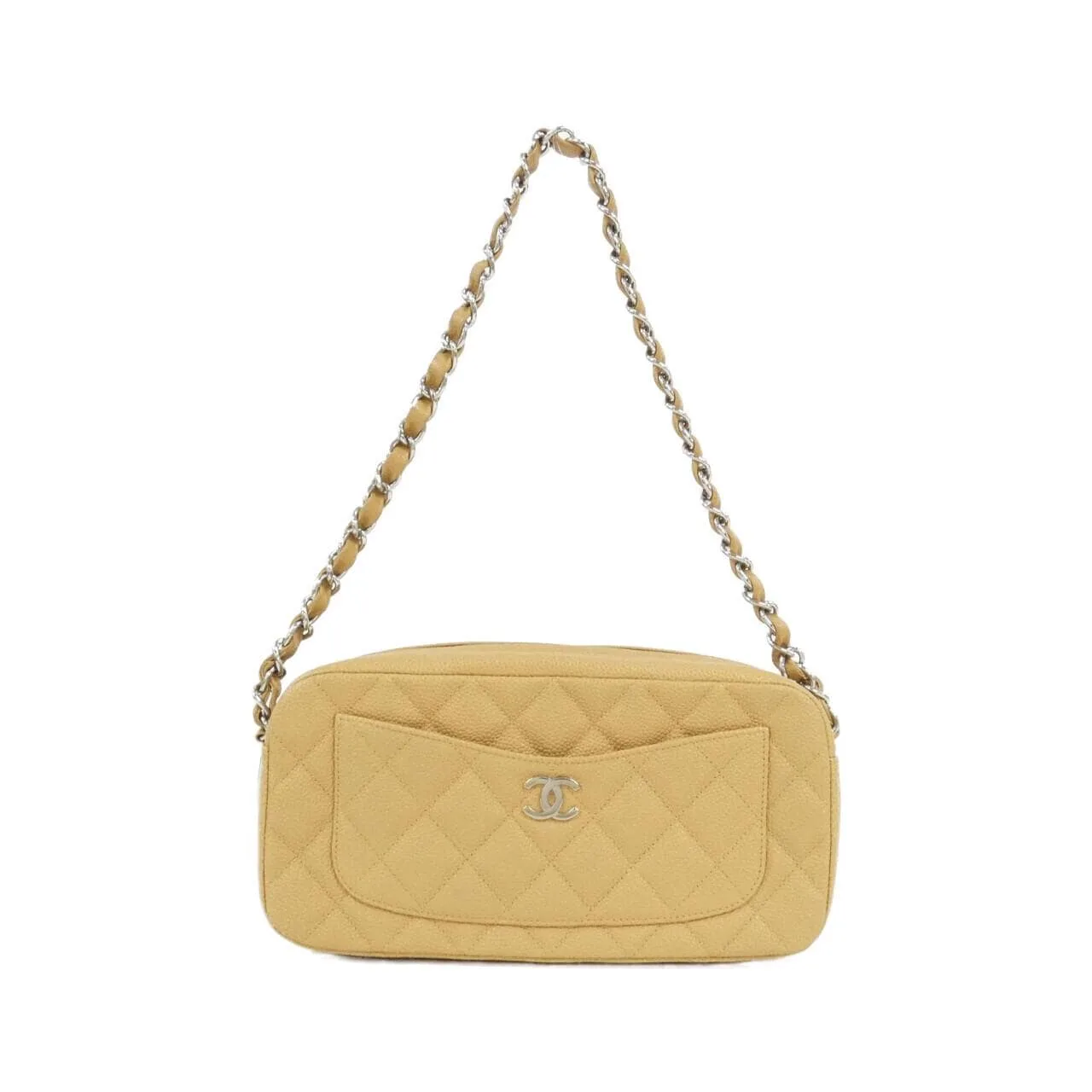 CHANEL 肩背包 魚子醬皮 Beige