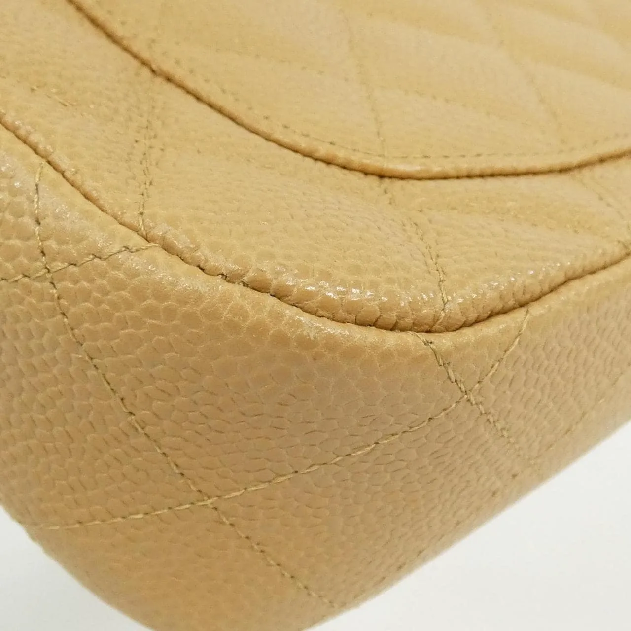 CHANEL Shoulder Caviar Leather 米色 Caviar Leather 中古品A - 縮圖 3