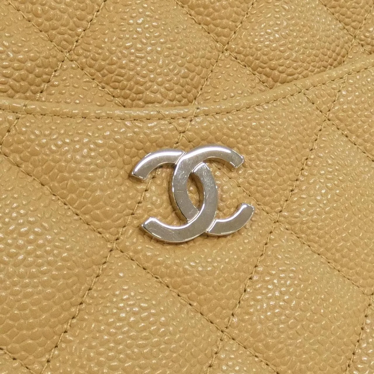CHANEL Shoulder Caviar Leather 米色 Caviar Leather 中古品A - 縮圖 4