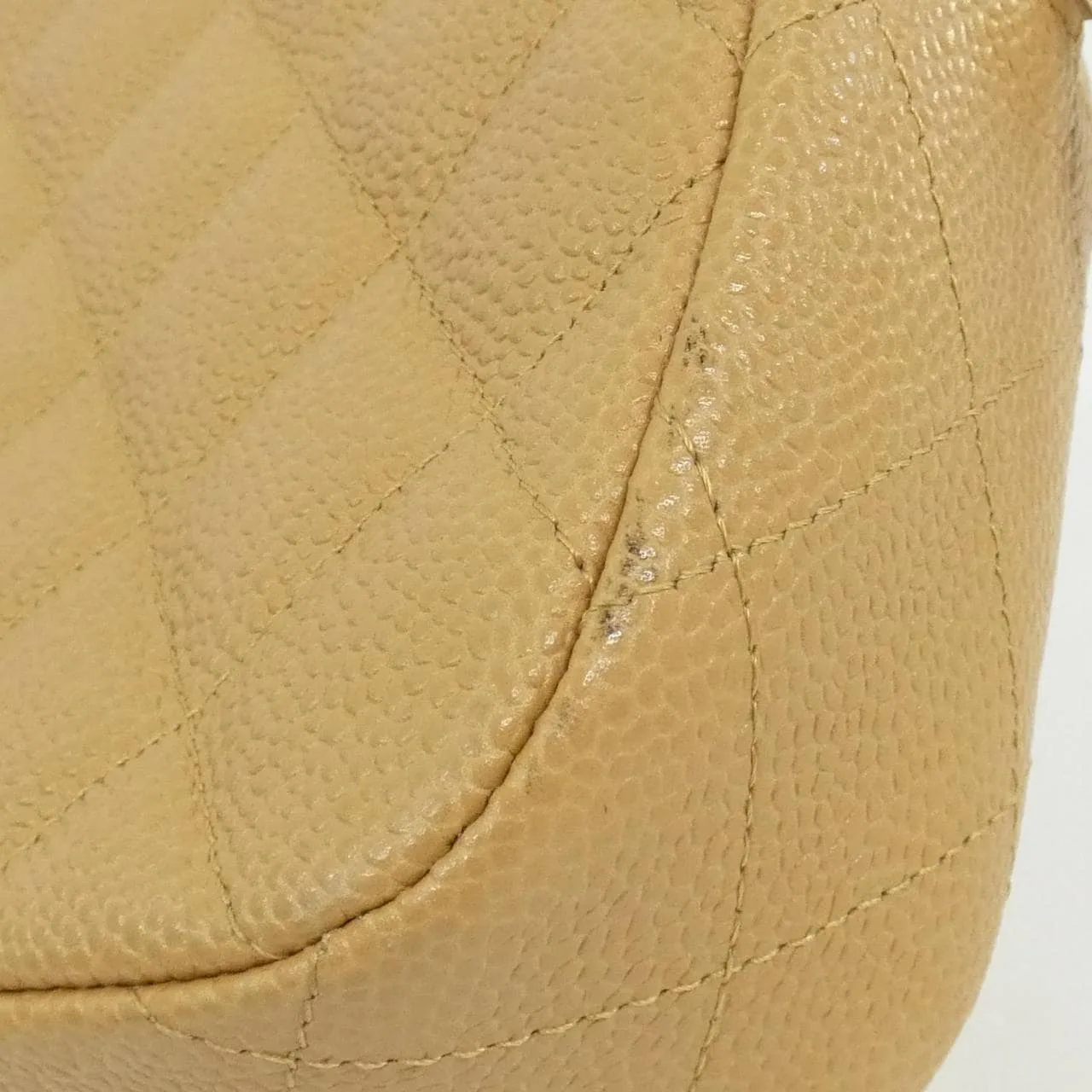 CHANEL Shoulder Caviar Leather 米色 Caviar Leather 中古品A - 縮圖 5