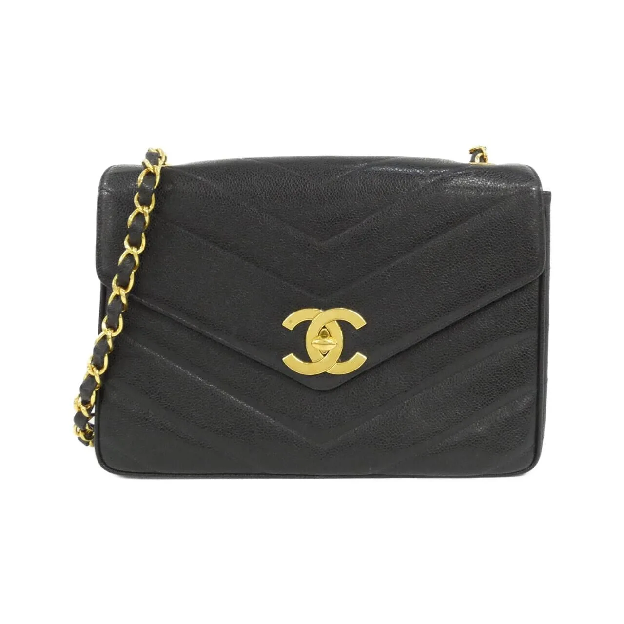 CHANEL 肩背包 魚子醬皮 Black