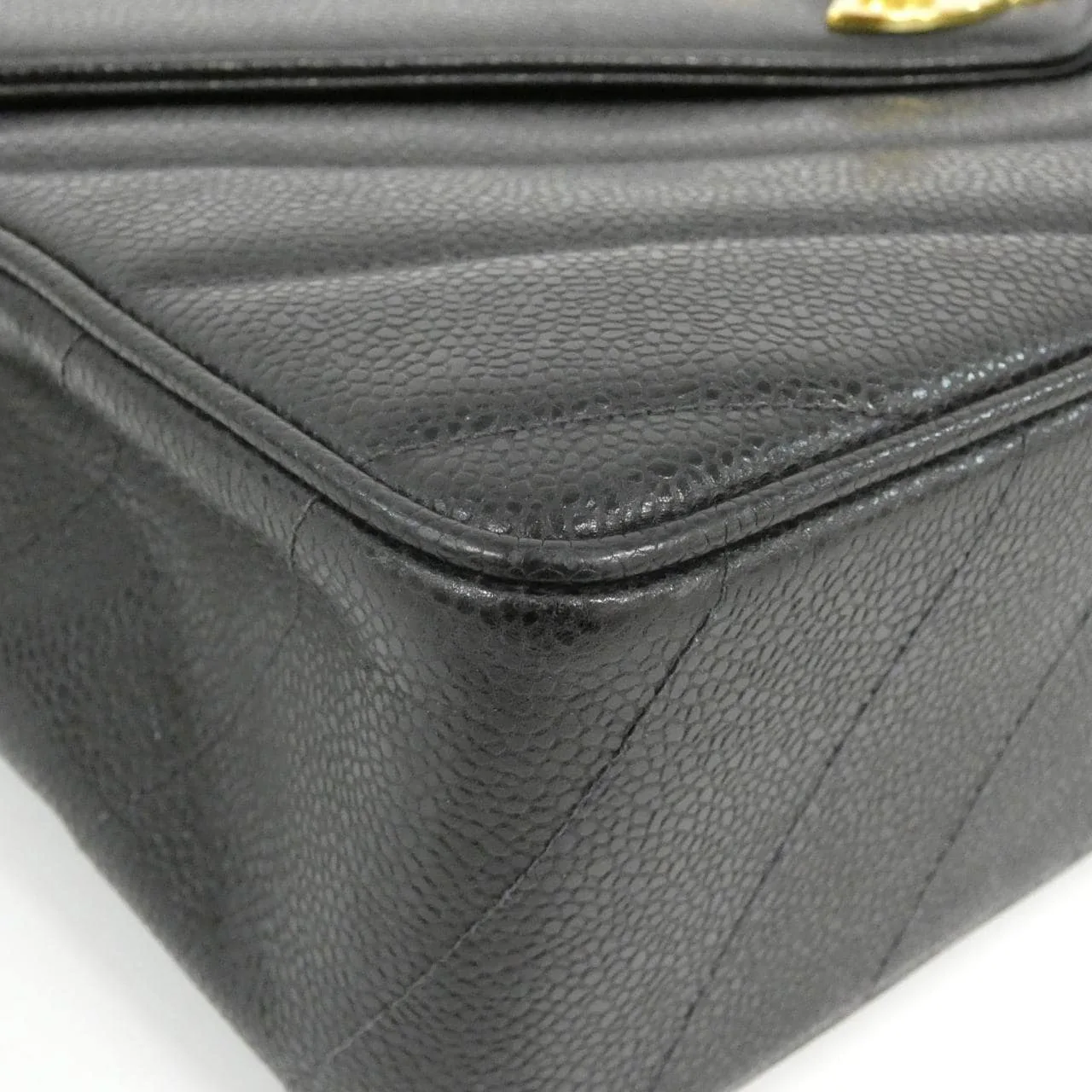 CHANEL Shoulder Caviar Leather 黑色 Caviar Leather 中古品A - 縮圖 3