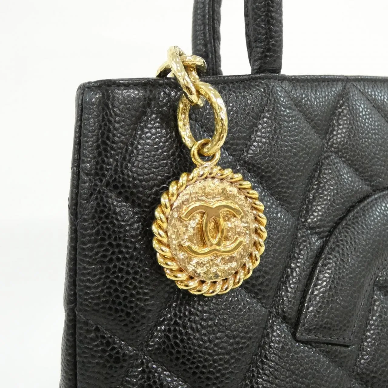 CHANEL Matelasse 1804 Handbag Grained Calfskin 黑色 荔枝紋牛皮 中古品A - 縮圖 4