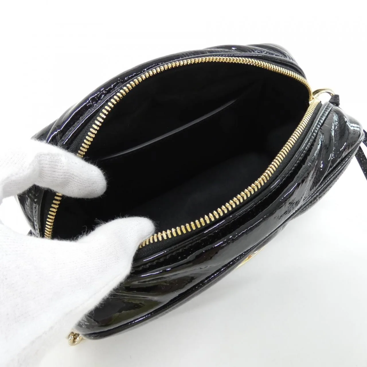 GUCCI 802448 0AABA 肩背包 漆皮 黑色 漆皮 中古品A - 縮圖 6