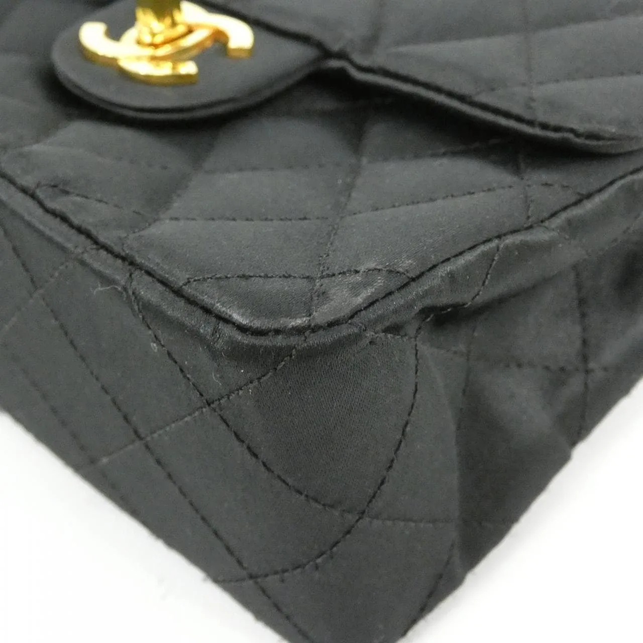 CHANEL Shoulder Satin 黑色 緞面 中古品A - 縮圖 3