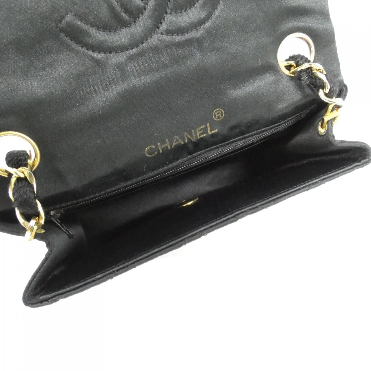 CHANEL Shoulder Satin 黑色 緞面 中古品A - 縮圖 8