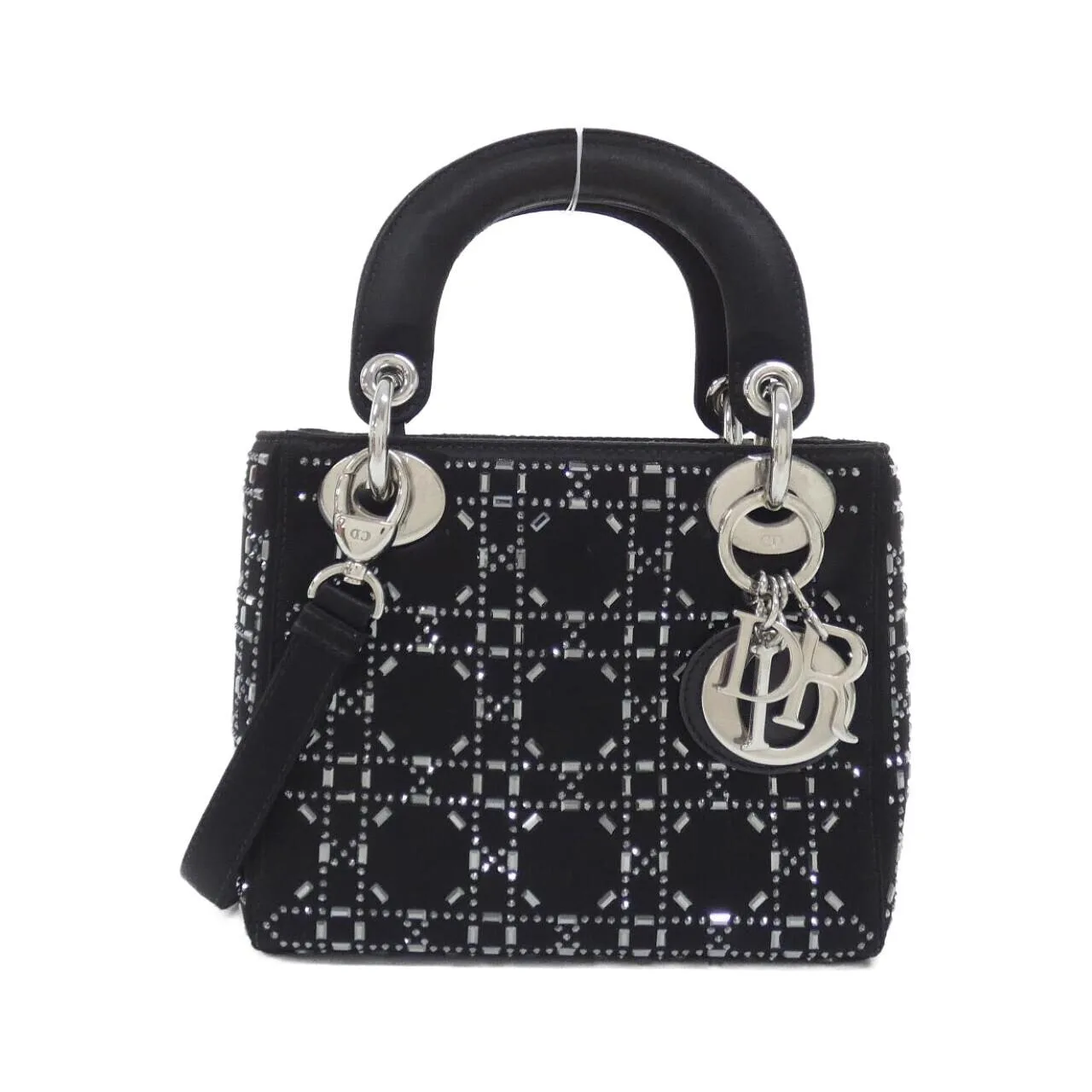 DIOR Lady Dior M0500PRTC Handbag Satin Black