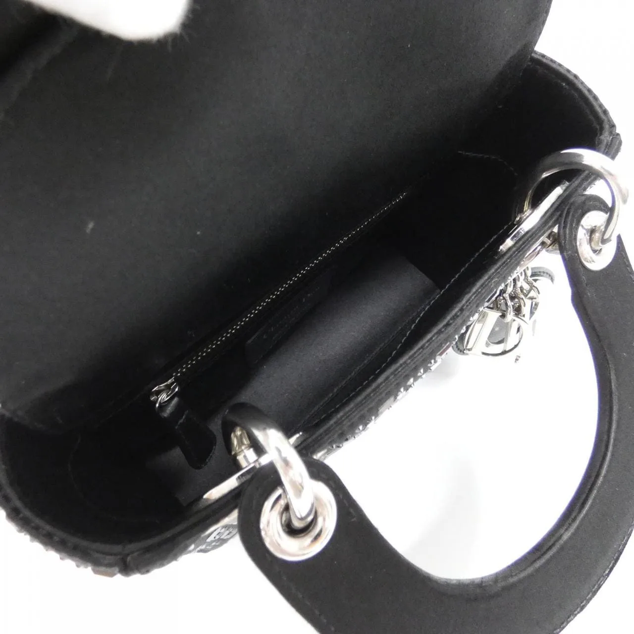 DIOR Lady Dior M0500PRTC Handbag Satin Black Satin Rank B - Thumbnail 6