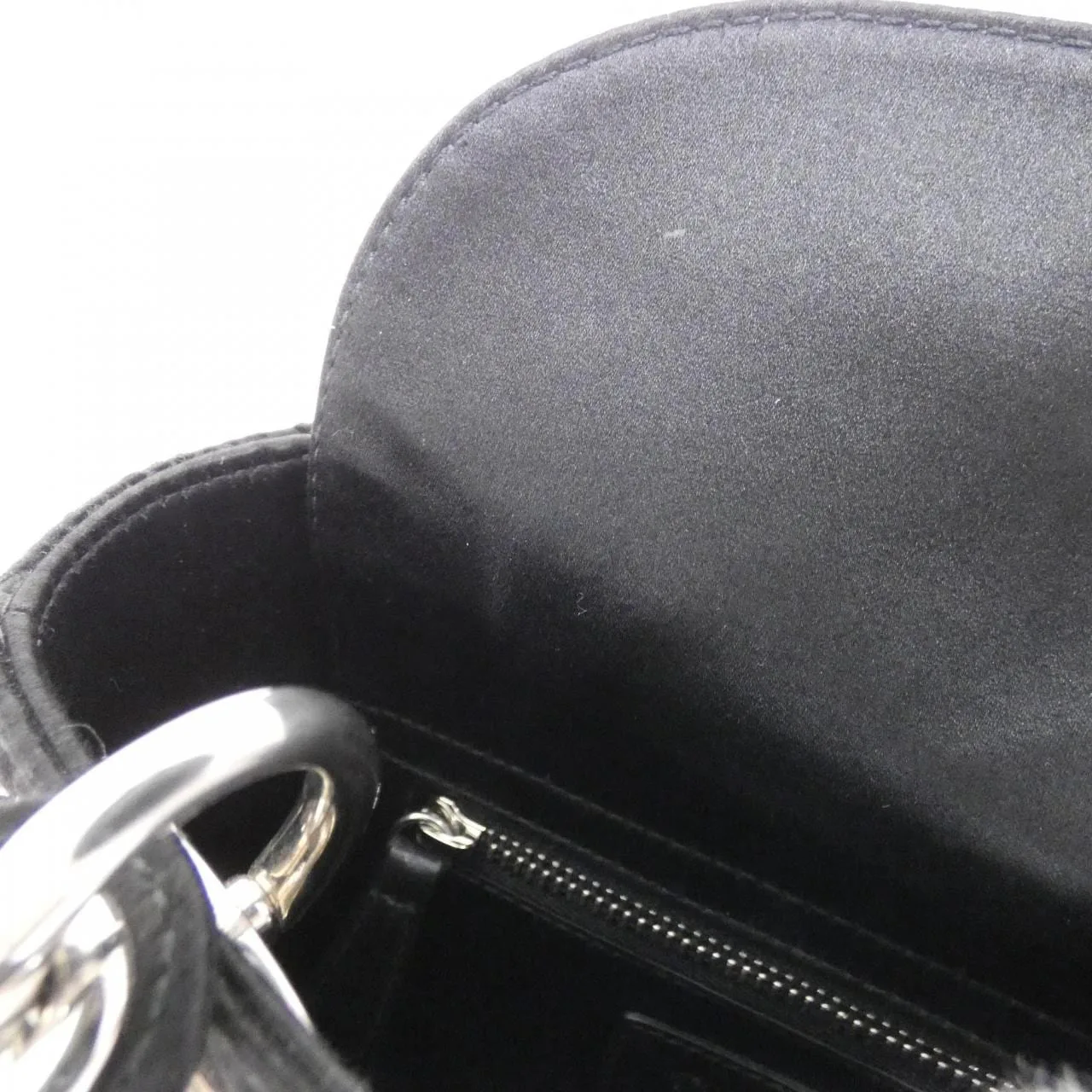 DIOR Lady Dior M0500PRTC Handbag Satin Black Satin Rank B - Thumbnail 7