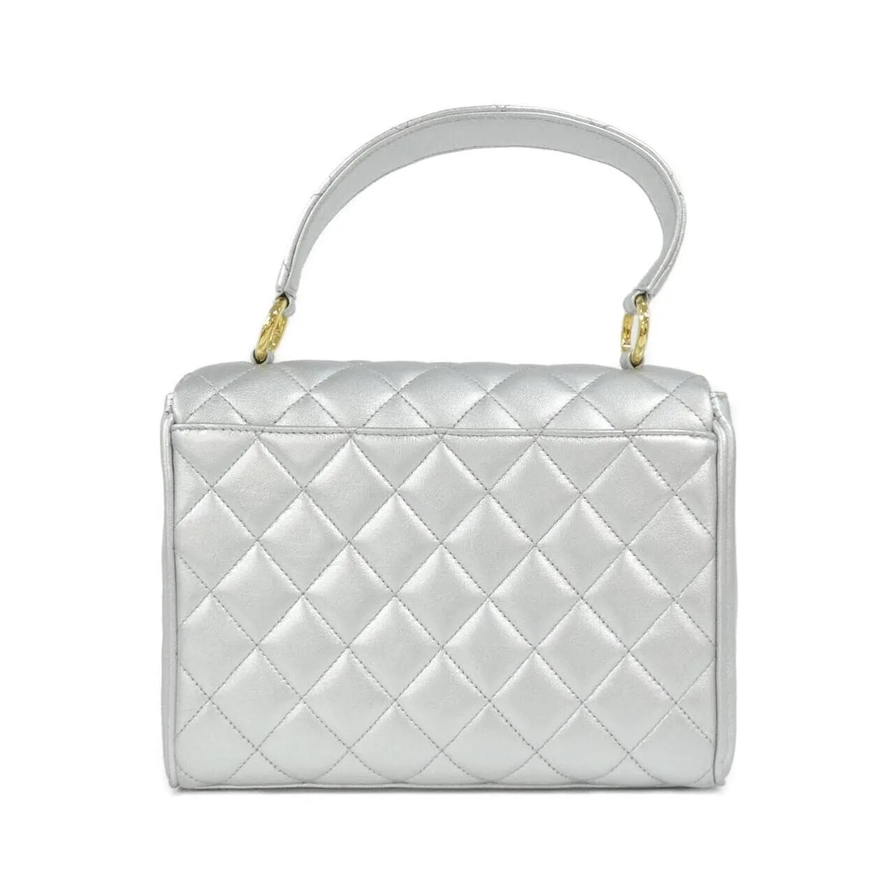 CHANEL 07885 手提包 羊皮 銀色 羊皮 中古品A - 縮圖 2