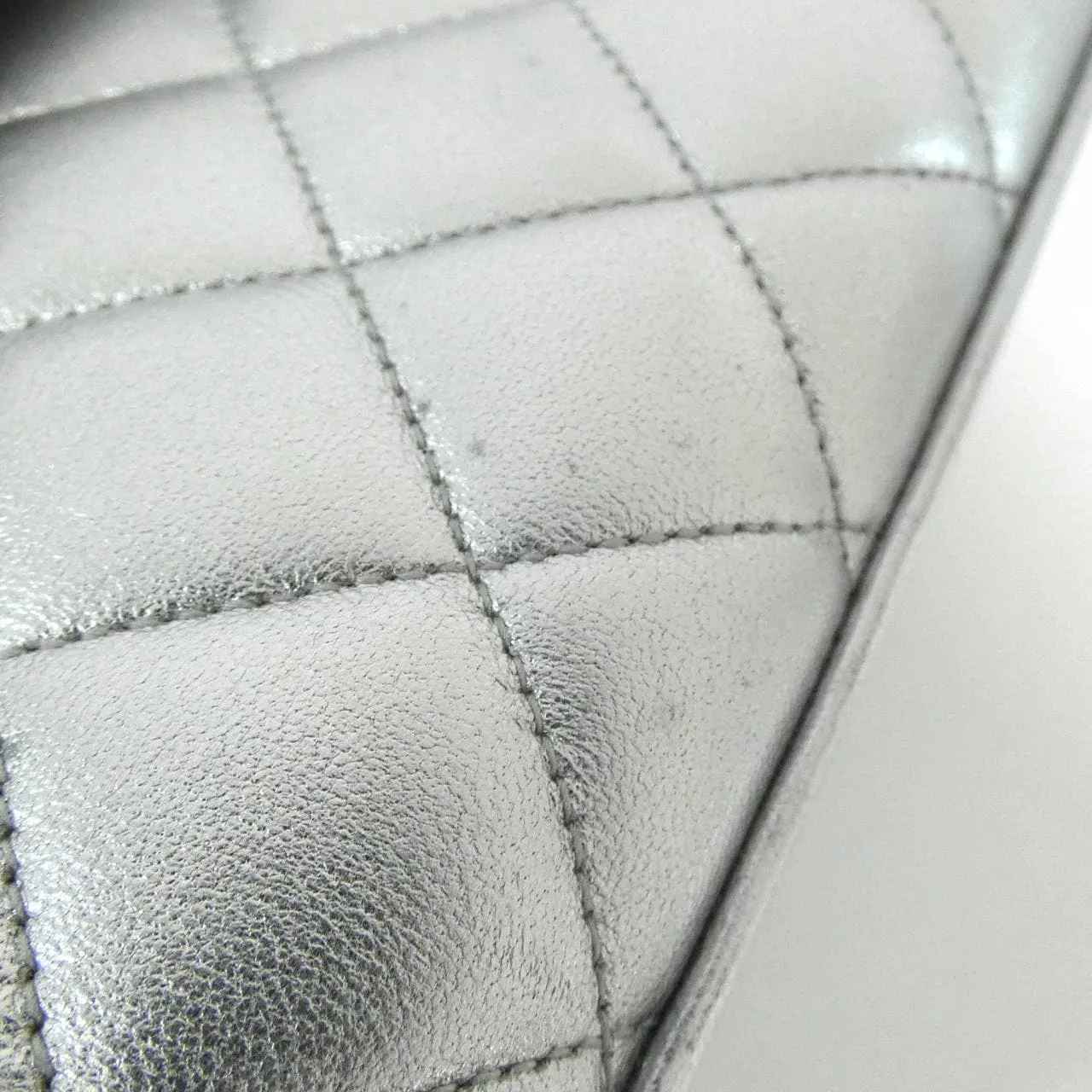 CHANEL 07885 手提包 羊皮 銀色 羊皮 中古品A - 縮圖 4