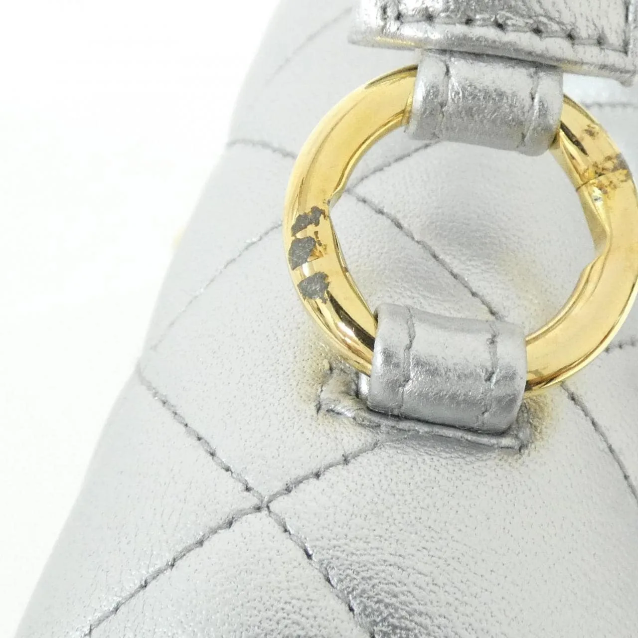 CHANEL 07885 手提包 羊皮 銀色 羊皮 中古品A - 縮圖 6