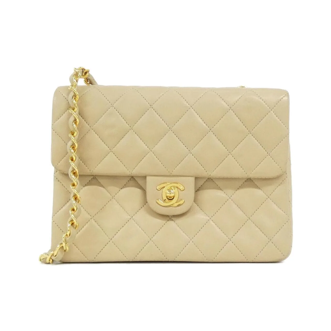 CHANEL 01163 肩背包 羊皮 Beige