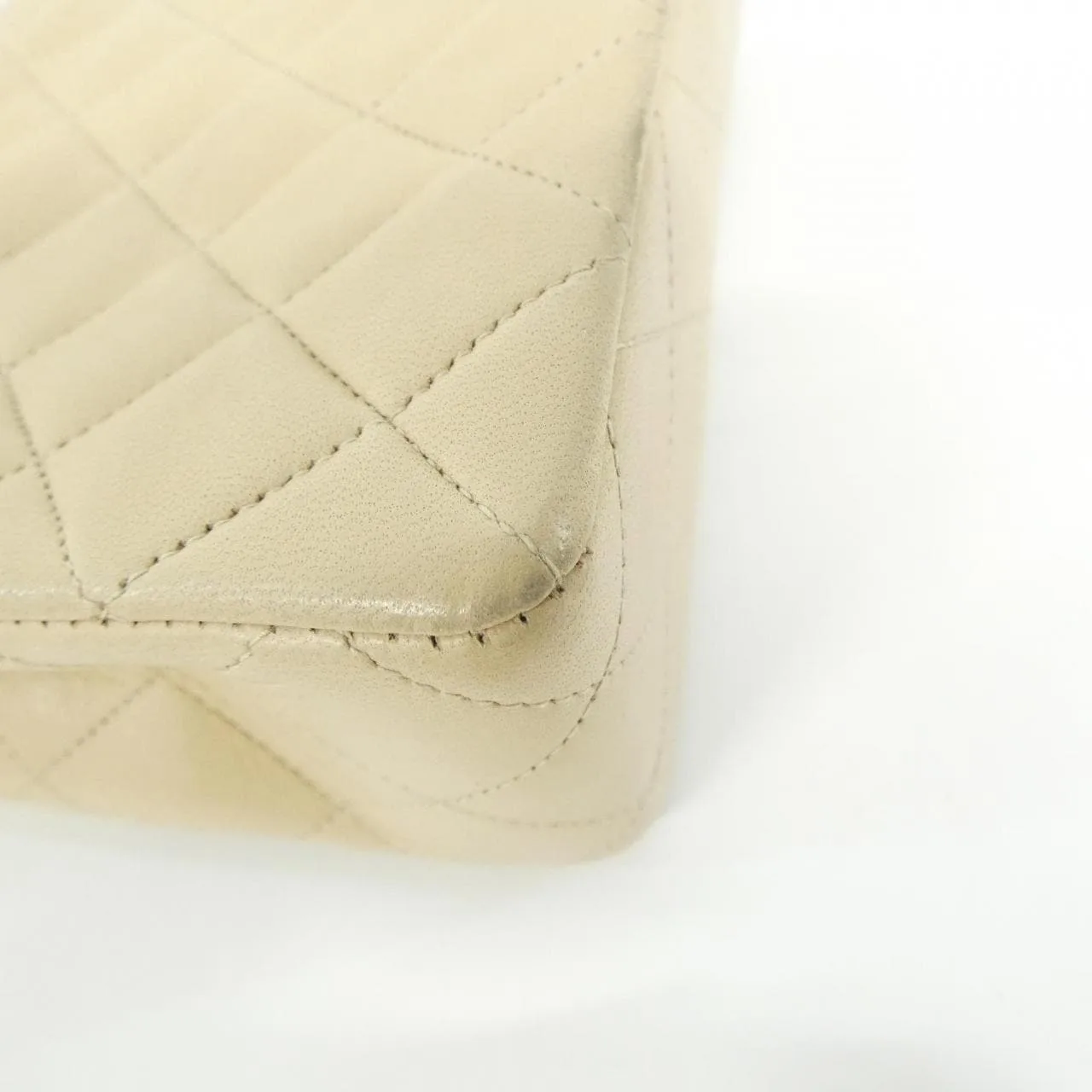 CHANEL 01163 肩背包 羊皮 米色 羊皮 中古品A - 縮圖 3