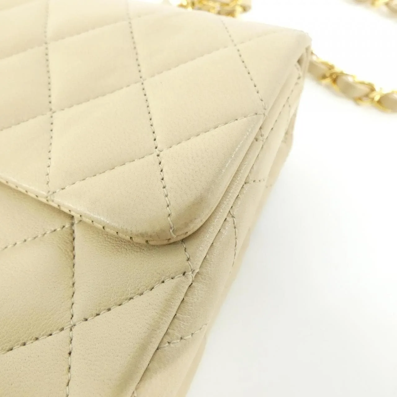 CHANEL 01163 肩背包 羊皮 米色 羊皮 中古品A - 縮圖 5