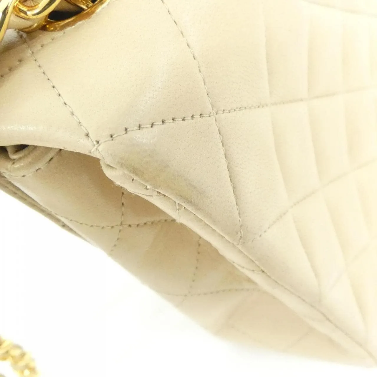 CHANEL 01163 肩背包 羊皮 米色 羊皮 中古品A - 縮圖 7