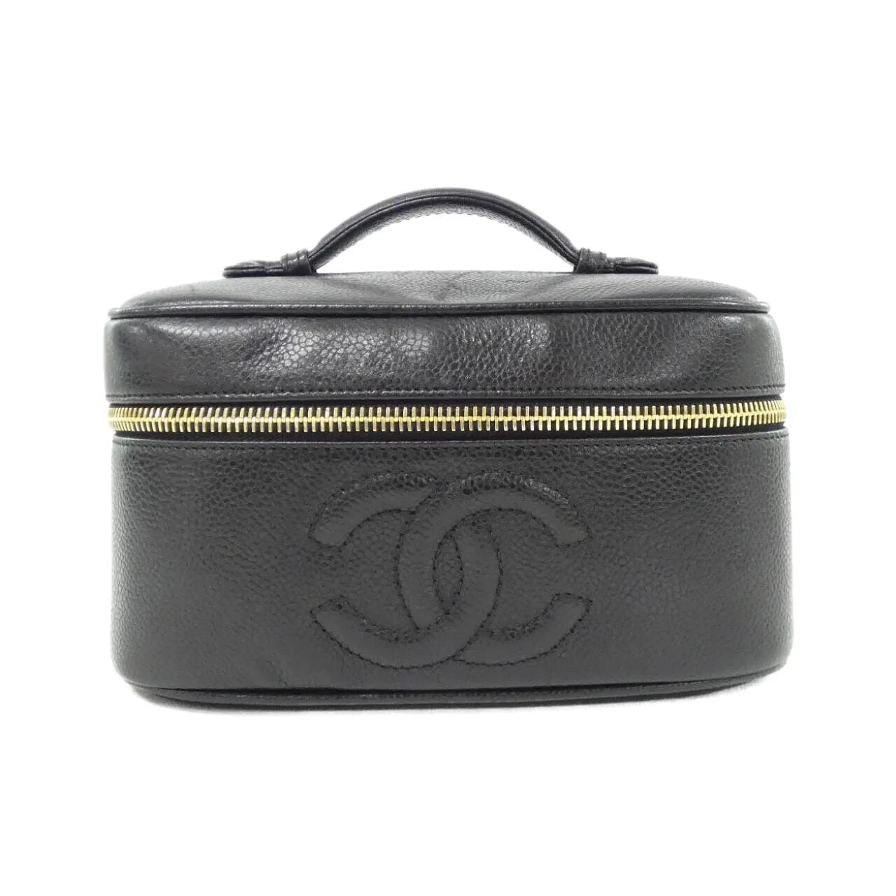 CHANEL 1997 Handbag Grained Calfskin Black