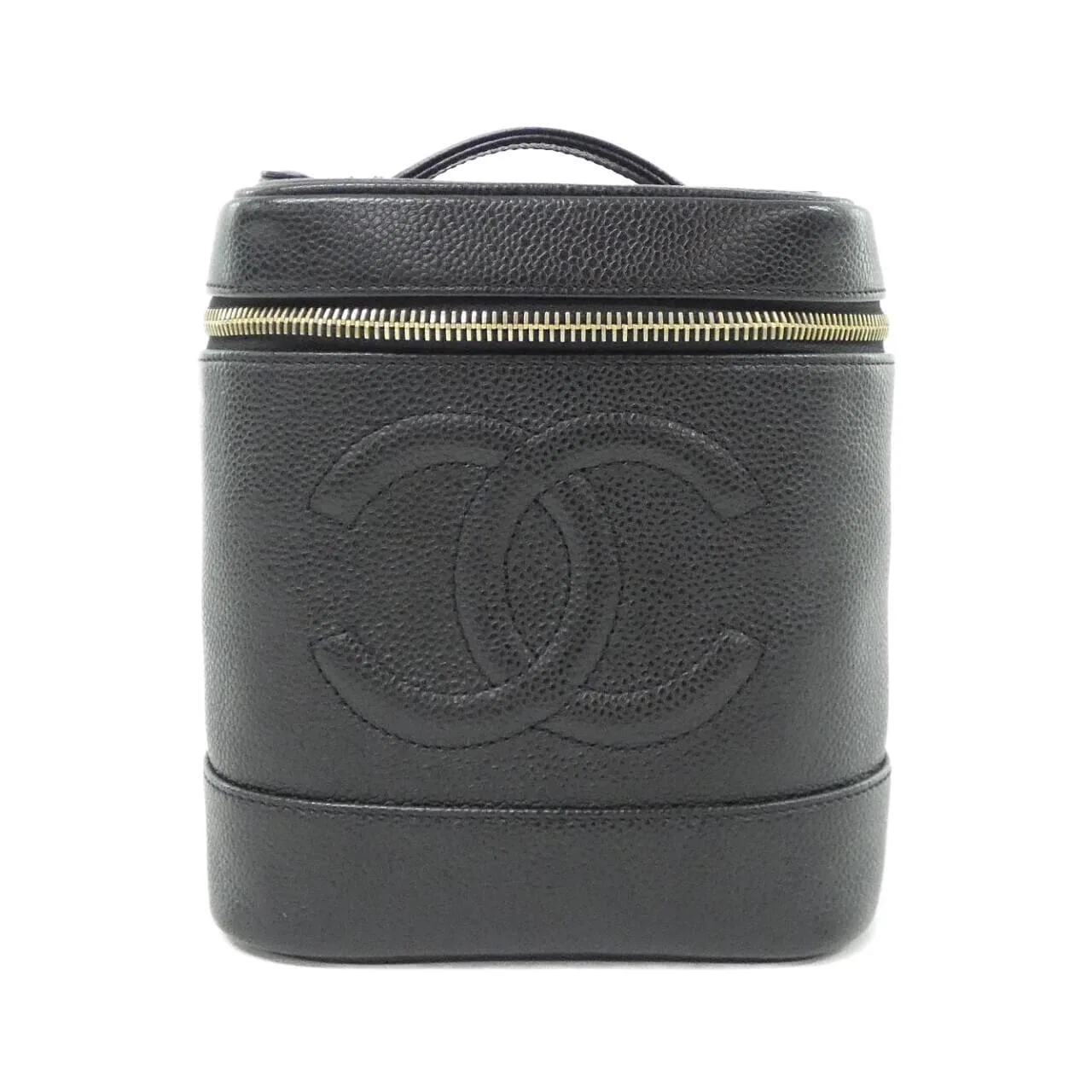 CHANEL 1998 Handbag Grained Calfskin Black