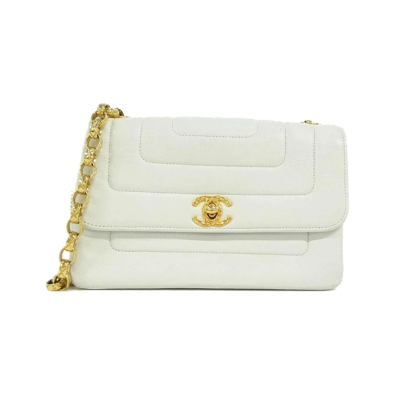 CHANEL 01172 肩背包 羊皮 White