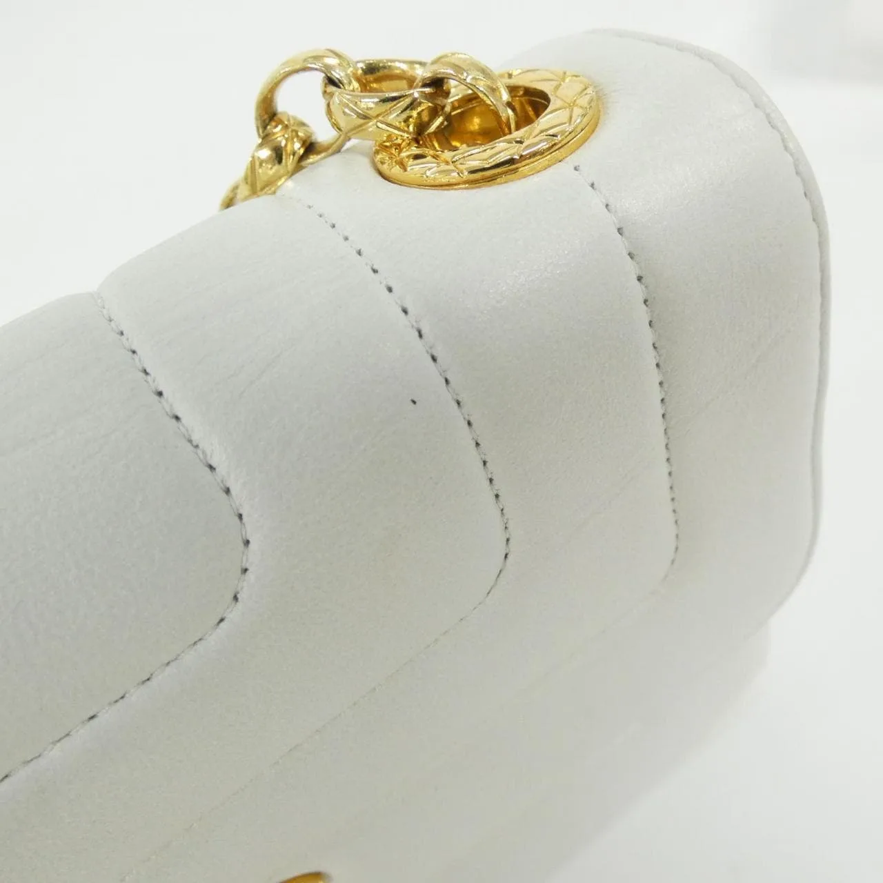 CHANEL 01172 肩背包 羊皮 白色 羊皮 中古品B - 縮圖 6