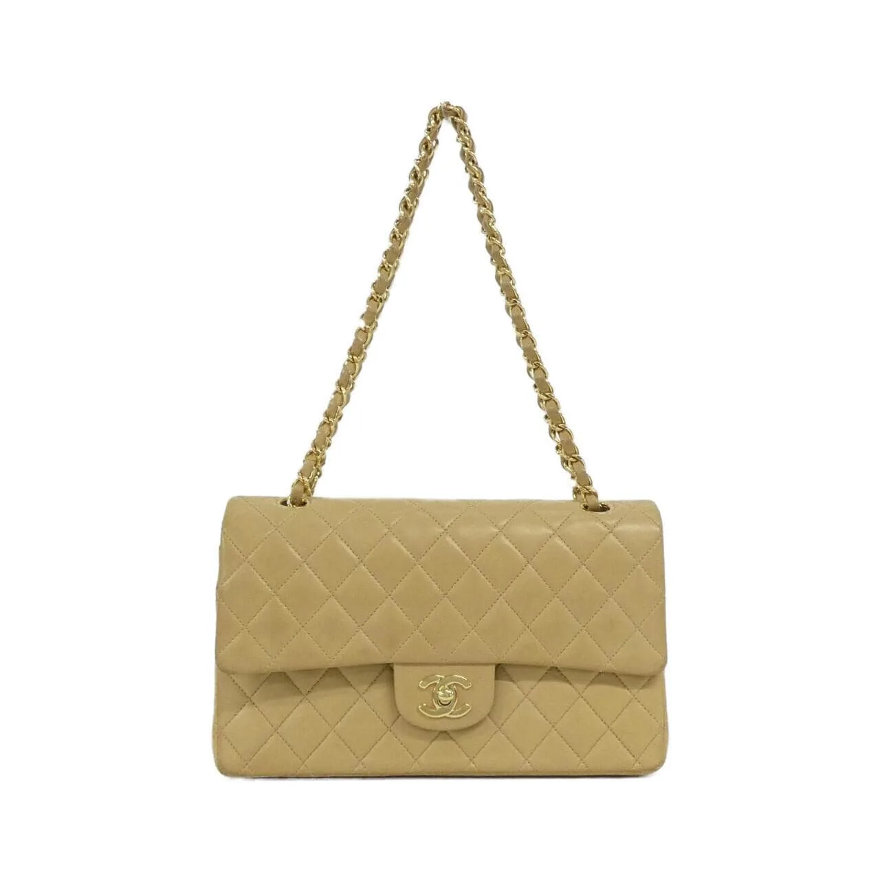 CHANEL Matelasse 1112 Shoulder Lambskin Beige